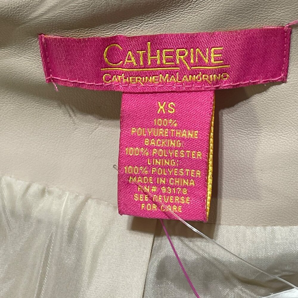 New Catherine Faux Leather Jacket Nude Ruffle Trim Size XS Extra Small Blush - Picture 6 of 8